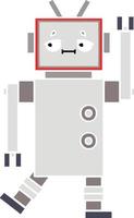 flat color retro cartoon robot vector