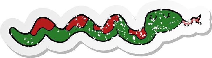 distressed sticker of a cartoon snake vector