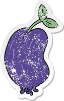 distressed sticker cartoon of a sprouting bean vector