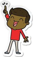 sticker of a cartoon man laughing vector