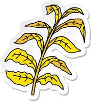 sticker of a quirky hand drawn cartoon corn leaves vector