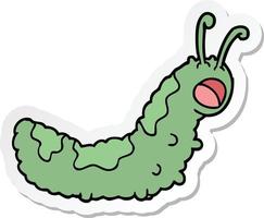 sticker of a funny cartoon caterpillar vector