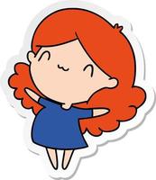 sticker cartoon of a cute kawaii girl vector