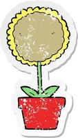 distressed sticker of a cute cartoon flower vector