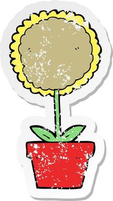 distressed sticker of a cute cartoon flower