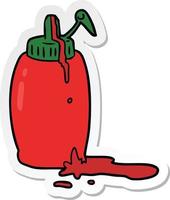 sticker of a cartoon ketchup bottle vector