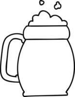 Pinta de cerveza de dibujos animados de dibujo de línea peculiar vector