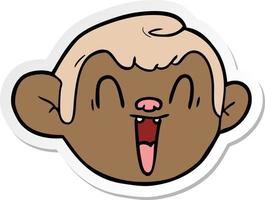 sticker of a cartoon monkey face vector