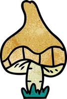 textured cartoon doodle of a single mushroom vector