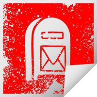 distressed square peeling sticker symbol mail box vector