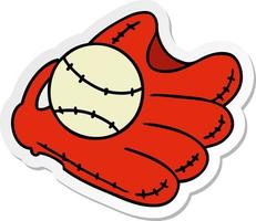 sticker cartoon doodle of a baseball and glove vector