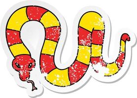 distressed sticker of a quirky hand drawn cartoon snake vector