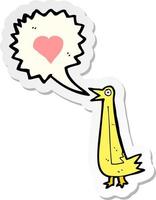 sticker of a cartoon tweeting bird vector