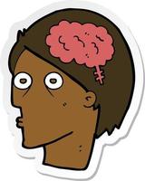 sticker of a cartoon head with brain symbol vector