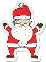 sticker of a cartoon ugly santa claus vector