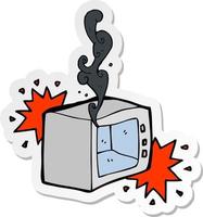 sticker of a cartoon exploding microwave vector