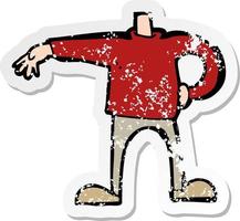 retro distressed sticker of a cartoon male boy making gesture vector