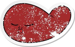 distressed sticker of a cartoon gall bladder vector