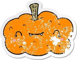 distressed sticker of a cartoon pumpkin vector