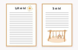 To-do list template and will do list. Notepad for stationery on an isolated background. vector