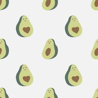 Cute food - funny set of avocado seamless pattern vector