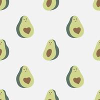 Cute food - funny set of avocado seamless pattern vector