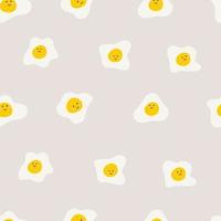 Cute food - funny set of omelet eggs seamless pattern vector