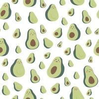 Cute food - funny set of avocado seamless pattern vector