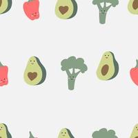 Cute food - funny set of vegetable seamless pattern vector