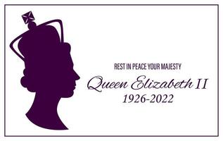 London, England 09.10.2022 Death Queen Elizabeth. Side profile in crown. vector