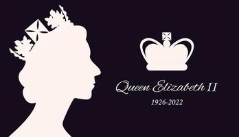 London, England 09.10.2022 Death Queen Elizabeth. Side profile in crown. vector