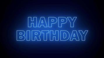Happy Birthday animation blue neon sign glowing on black background free video