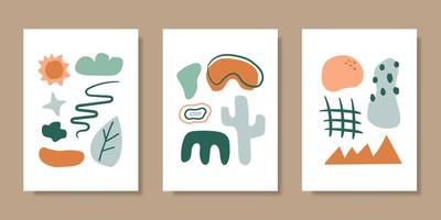 Cover template collection with hand drawn organic shapes. Vector illustration