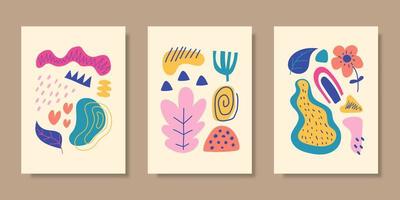 Cover template collection with hand drawn organic shapes. Vector illustration