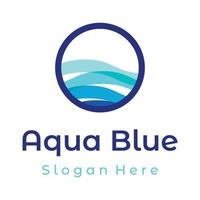 diseño de logotipo de agua pura azul natural. diseño abstracto de agua con contorno. icono de signo de agua potable o mineral. vector