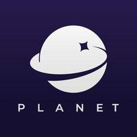 Space planet template logo vector design surrounded by rings or orbits. For posters, business cards, space science.