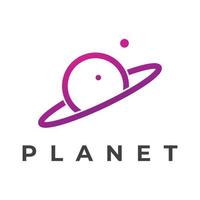 Space planet template logo vector design surrounded by rings or orbits. For posters, business cards, space science.