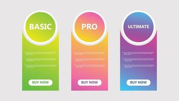 Pricing table design for website business vector