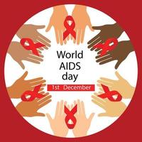 Square banner for post about world  AIDS day, 1 December. Vector illustration