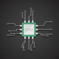 Realistic Microchip vector. CPU, Central processing unit, computer processor vector