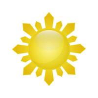 sol vector aislado verano icono diseño. símbolo de sol amarillo vector abstracto