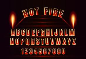 diseño de vector de alfabeto de efecto de texto de fuego caliente