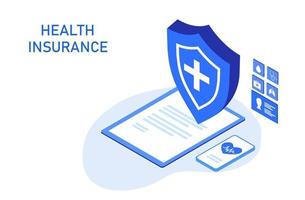 Health Insurance concept. Man make health insurance to protect from life and health accident. Health and life insurance policy, healthcare concept vector