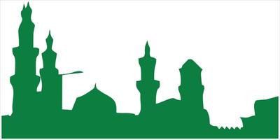 Green silhouette of a mosque. Suitable for use as religious design elements or greetings for religious holidays vector