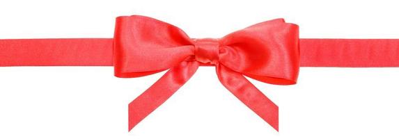 red ribbon and real bow with vertical cut ends photo