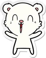 sticker of a happy cartoon polar bear vector