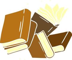 cartoon doodle of a collection of books vector