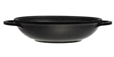 side view of flatter-bottomed wok pan photo