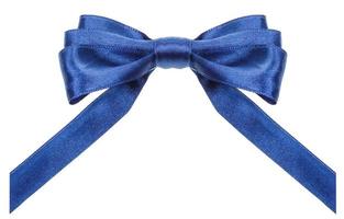 symmetrical blue bow with vertically cut ends photo