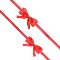 red satin bow knot and ribbons on white - set 55